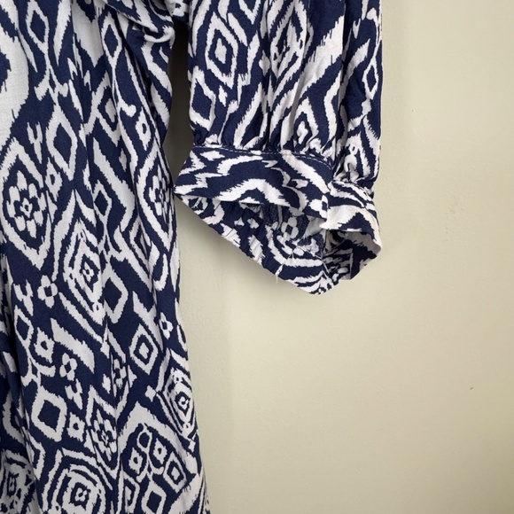 BEACHLUNCHLOUNGE Collection Dress Blue White Women size XL 3/4 sleeve - Picture 15 of 15